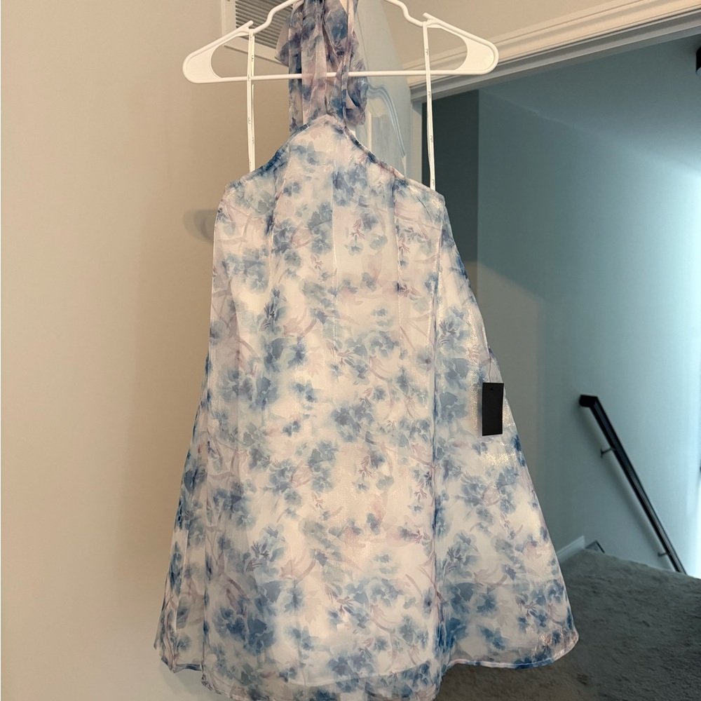 NWT Lulu's Blue and White Floral Halter Dress